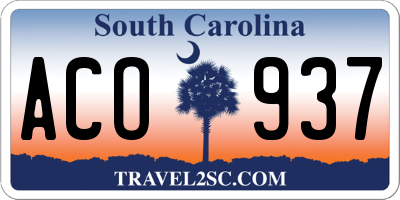 SC license plate ACO937