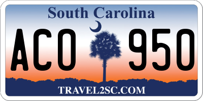 SC license plate ACO950