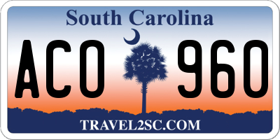 SC license plate ACO960