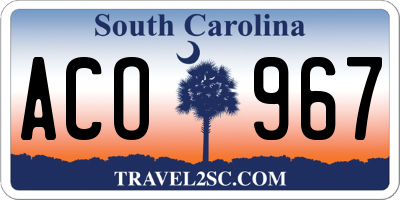 SC license plate ACO967