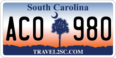 SC license plate ACO980