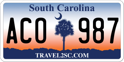 SC license plate ACO987