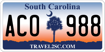 SC license plate ACO988