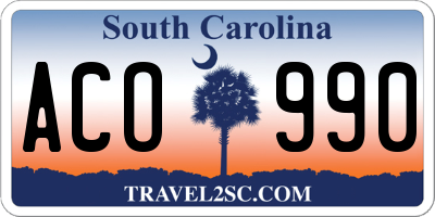 SC license plate ACO990