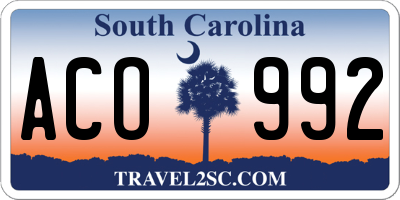 SC license plate ACO992