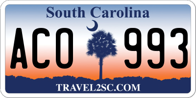 SC license plate ACO993
