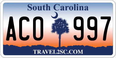 SC license plate ACO997