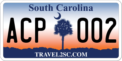 SC license plate ACP002