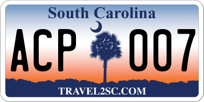 SC license plate ACP007