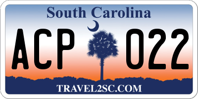 SC license plate ACP022