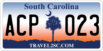 SC license plate ACP023