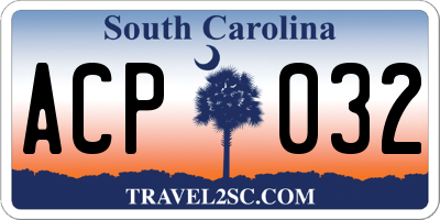SC license plate ACP032