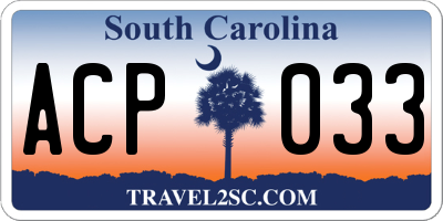 SC license plate ACP033