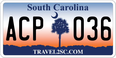 SC license plate ACP036