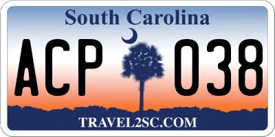 SC license plate ACP038