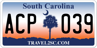 SC license plate ACP039