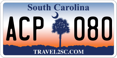 SC license plate ACP080