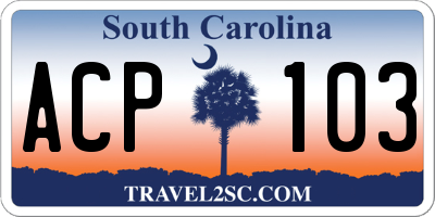 SC license plate ACP103