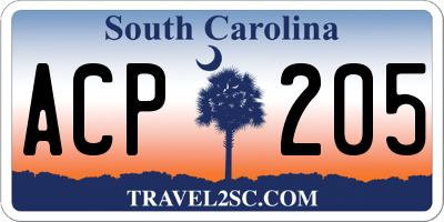 SC license plate ACP205