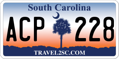 SC license plate ACP228