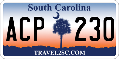 SC license plate ACP230