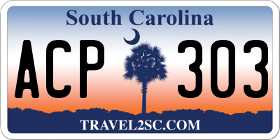 SC license plate ACP303