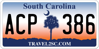 SC license plate ACP386