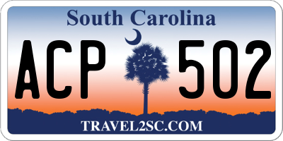SC license plate ACP502
