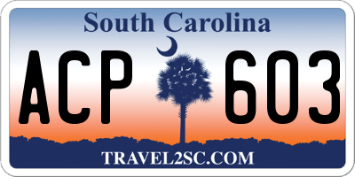 SC license plate ACP603