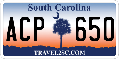SC license plate ACP650
