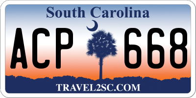SC license plate ACP668