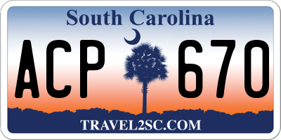 SC license plate ACP670