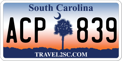 SC license plate ACP839