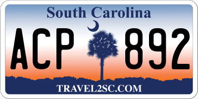 SC license plate ACP892