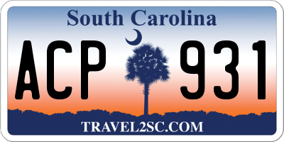 SC license plate ACP931