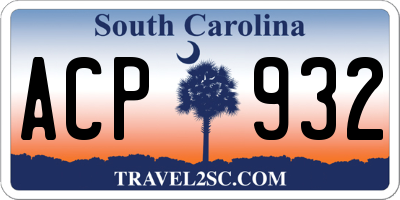 SC license plate ACP932