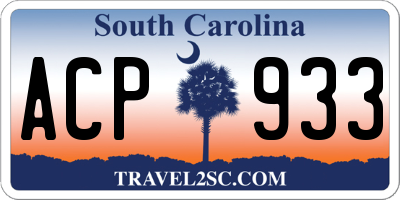 SC license plate ACP933