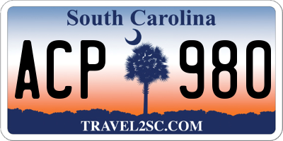 SC license plate ACP980