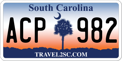 SC license plate ACP982