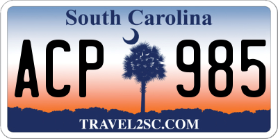 SC license plate ACP985
