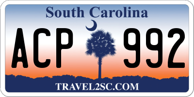 SC license plate ACP992