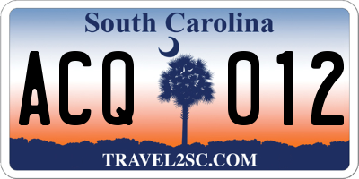 SC license plate ACQ012