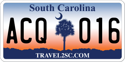 SC license plate ACQ016