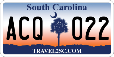 SC license plate ACQ022