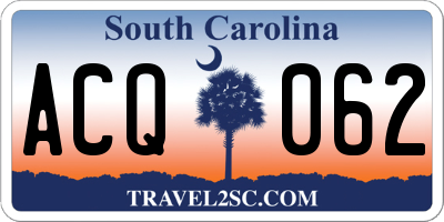 SC license plate ACQ062