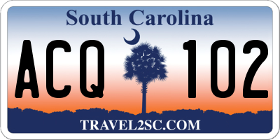 SC license plate ACQ102