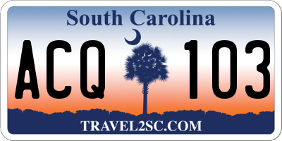SC license plate ACQ103