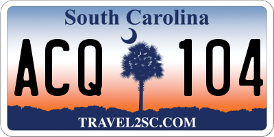 SC license plate ACQ104