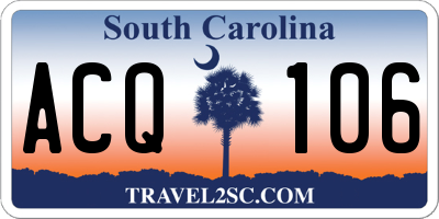 SC license plate ACQ106