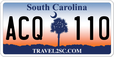 SC license plate ACQ110
